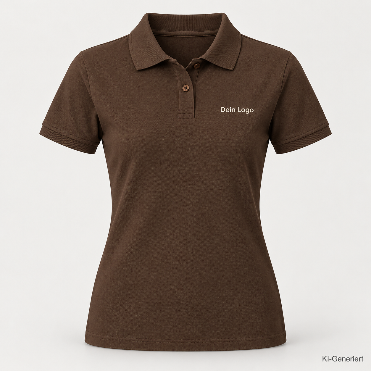 B&C My Polo 210 /women – PW463 – Farbe 142 - roasted coffee – KI-generiertes Produktbild mit „Dein Logo“