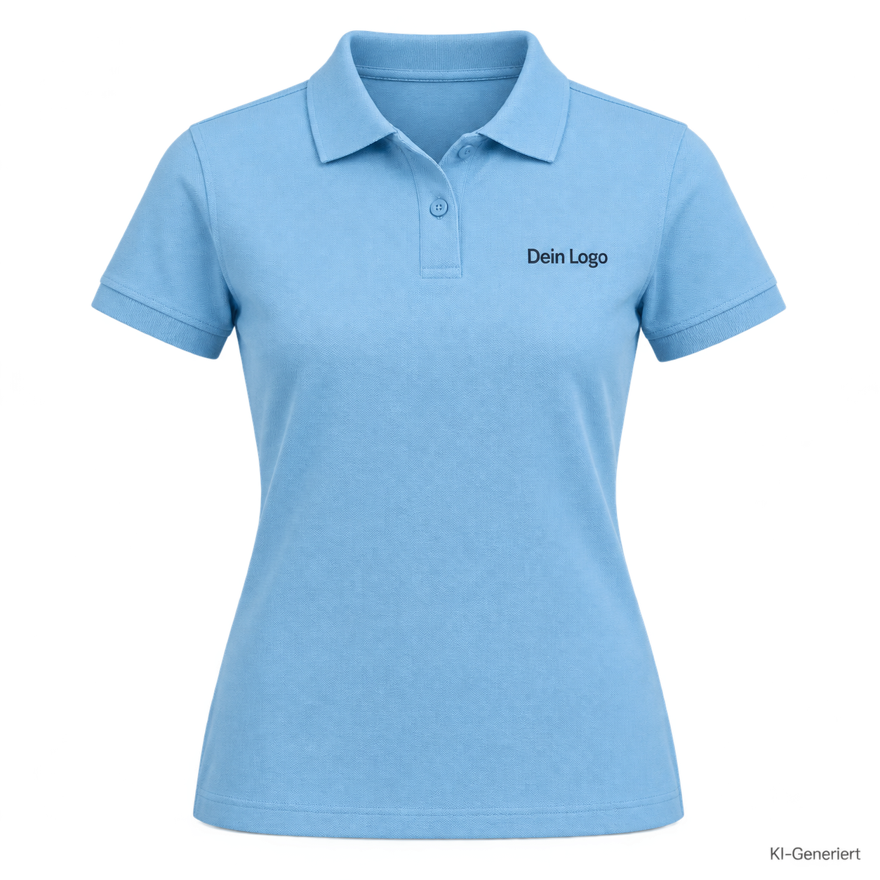B&C My Polo 210 /women – PW463 – Farbe 449 - amalfi blue – KI-generiertes Produktbild mit „Dein Logo“
