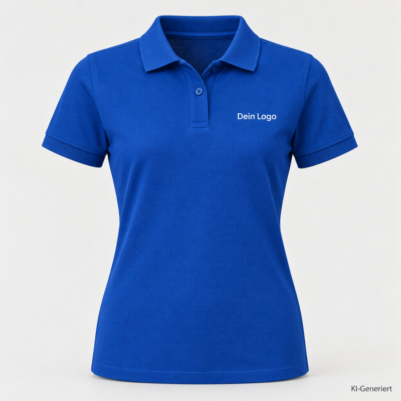 B&C My Polo 210 /women – PW463 – Farbe 450 - royal blue – KI-generiertes Produktbild mit „Dein Logo“