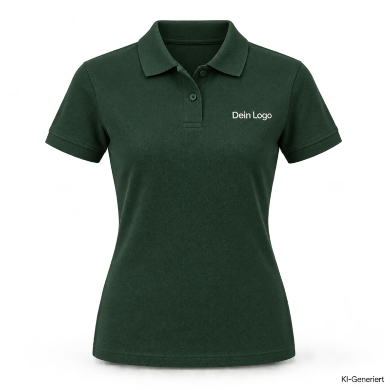 B&C My Polo 210 /women – PW463 – Farbe 547 - dark forest – KI-generiertes Produktbild mit „Dein Logo“