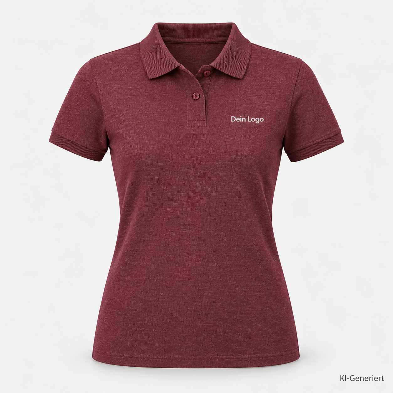 B&C My Polo 210 /women – PW463 – Farbe 619 - heather burgundy – KI-generiertes Produktbild mit „Dein Logo“