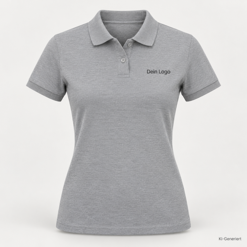 B&C My Polo 210 /women – PW463 – Farbe 620 - sport grey – KI-generiertes Produktbild mit „Dein Logo“