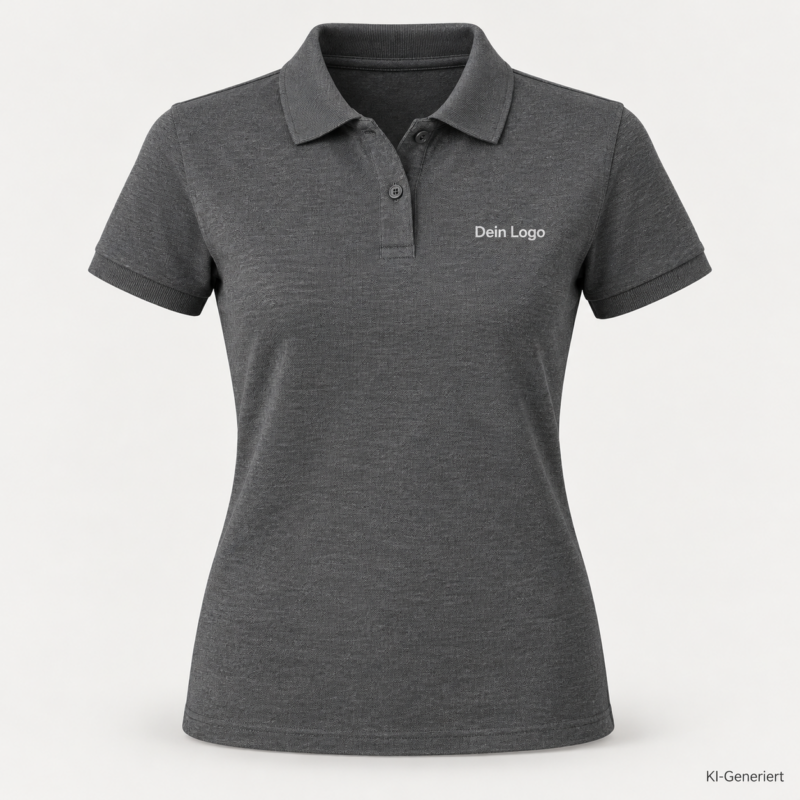 B&C My Polo 210 /women – PW463 – Farbe 626 - heather tarmac – KI-generiertes Produktbild mit „Dein Logo“