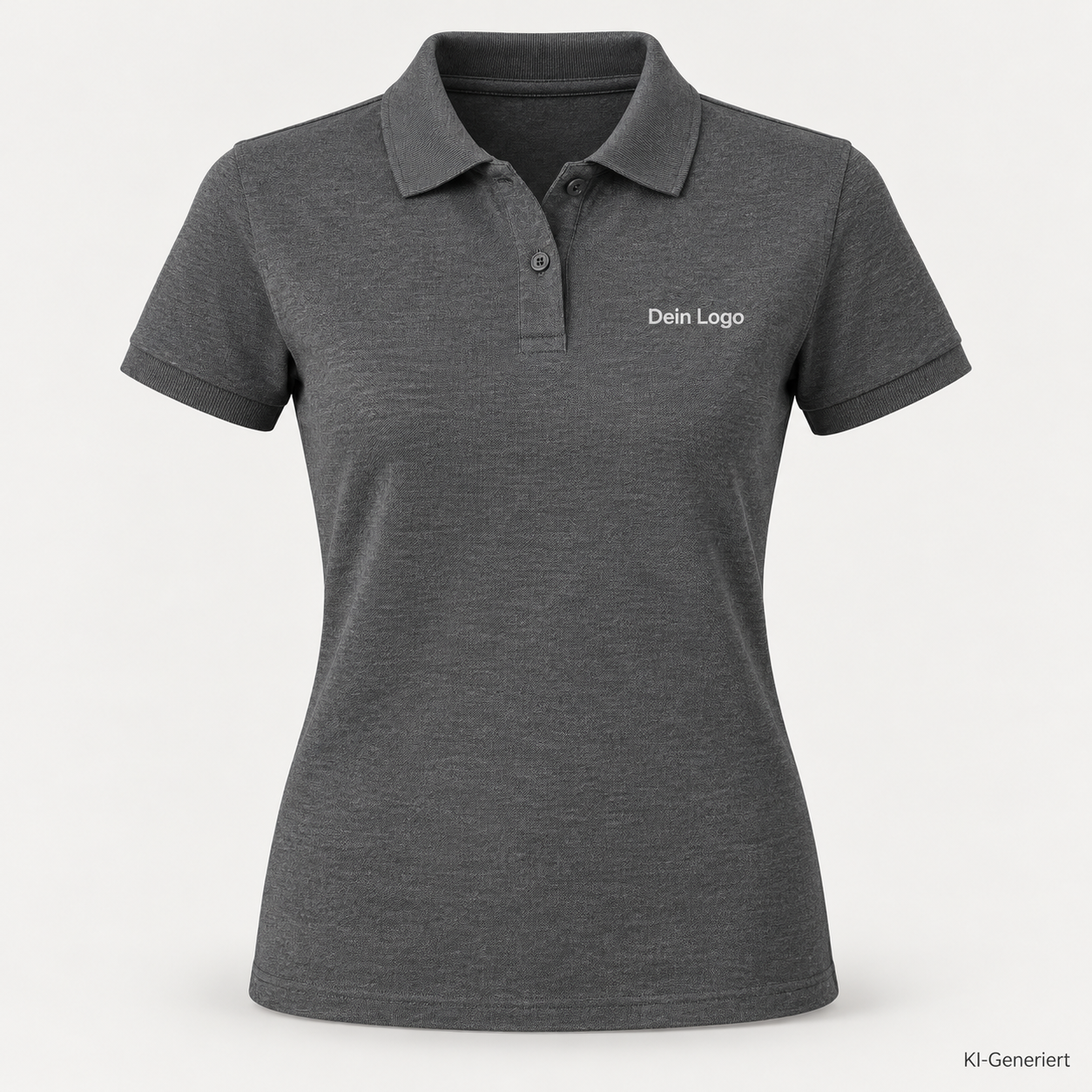 B&C My Polo 210 /women – PW463 – Farbe 626 - heather tarmac – KI-generiertes Produktbild mit „Dein Logo“