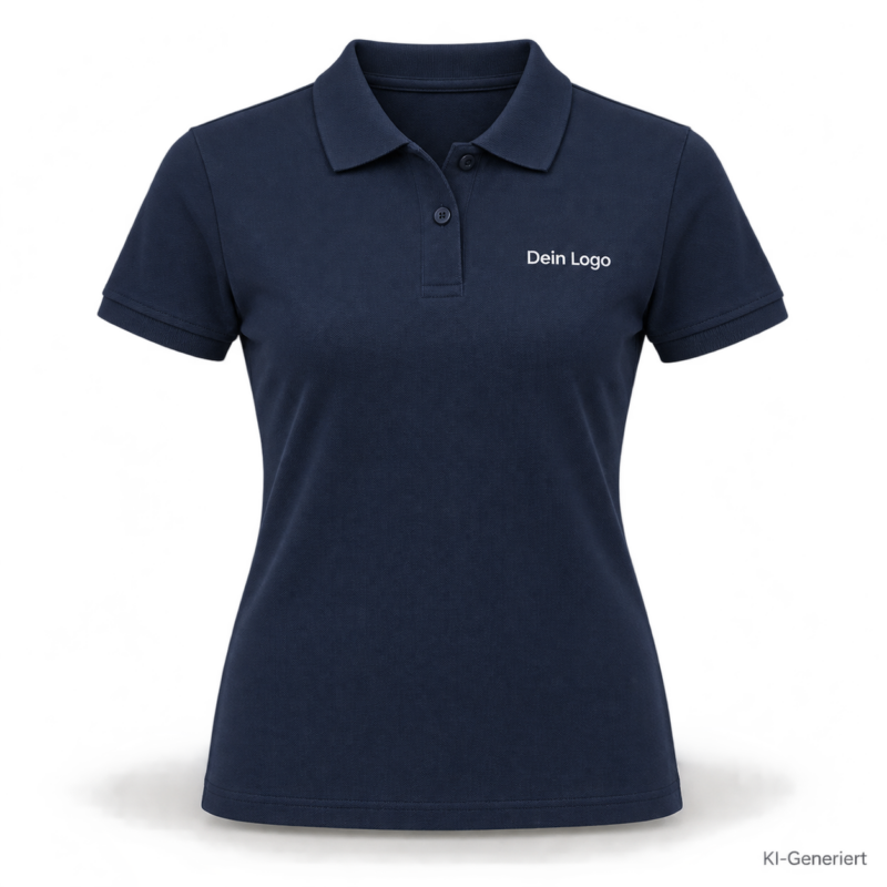 B&C My Eco Polo 65/35 /women – PW465 – Farbe 003 - navy – KI-generiertes Produktbild mit „Dein Logo“