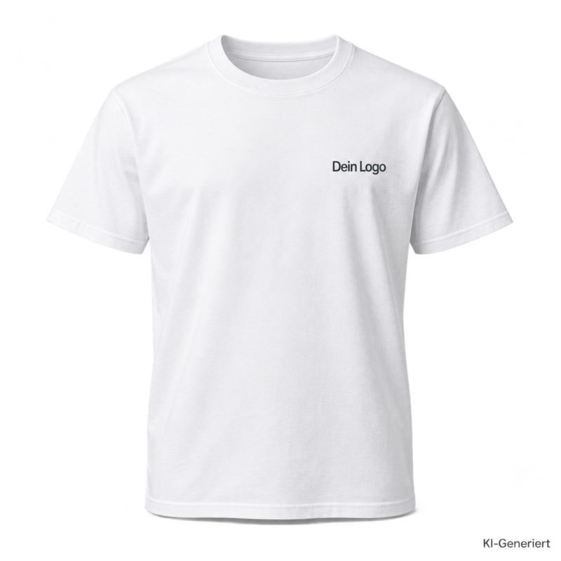 B&C #E220 – TG002 – Farbe 001 - white – KI-generiertes Produktbild mit „Dein Logo“