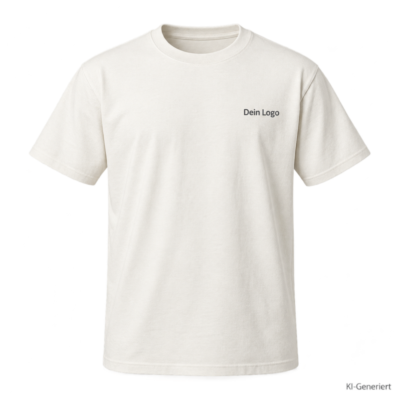 B&C #E220 – TG002 – Farbe 101 - off white – KI-generiertes Produktbild mit „Dein Logo“