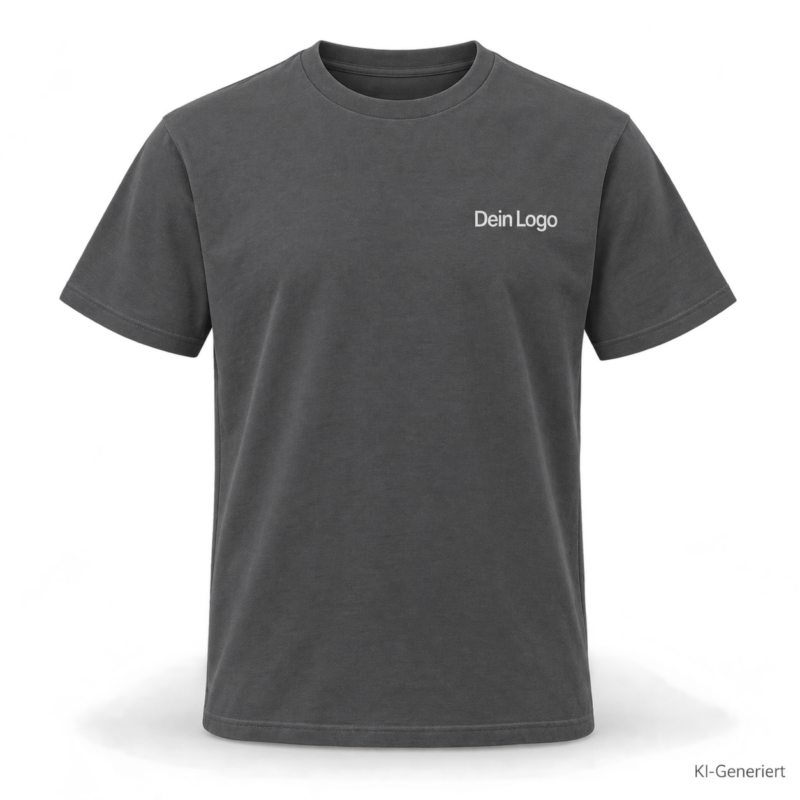 B&C #E220 – TG002 – Farbe 670 - dark grey – KI-generiertes Produktbild mit „Dein Logo“