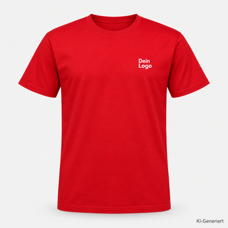 B&C #E190 – TU03T – Farbe 004 - red – KI-generiertes Produktbild mit „Dein Logo“