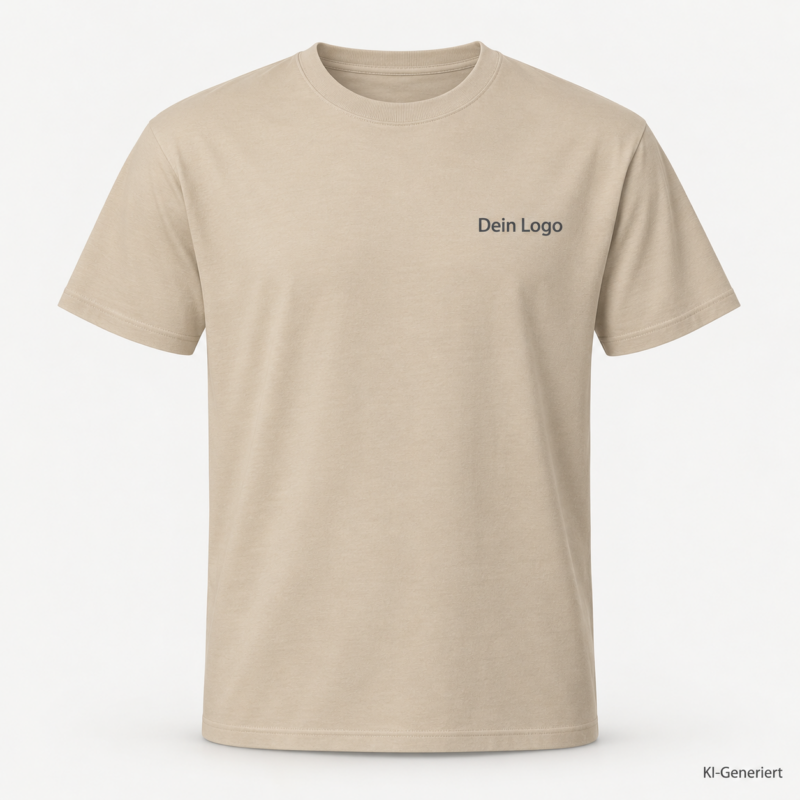 B&C #E190 – TU03T – Farbe 120 - sand – KI-generiertes Produktbild mit „Dein Logo“