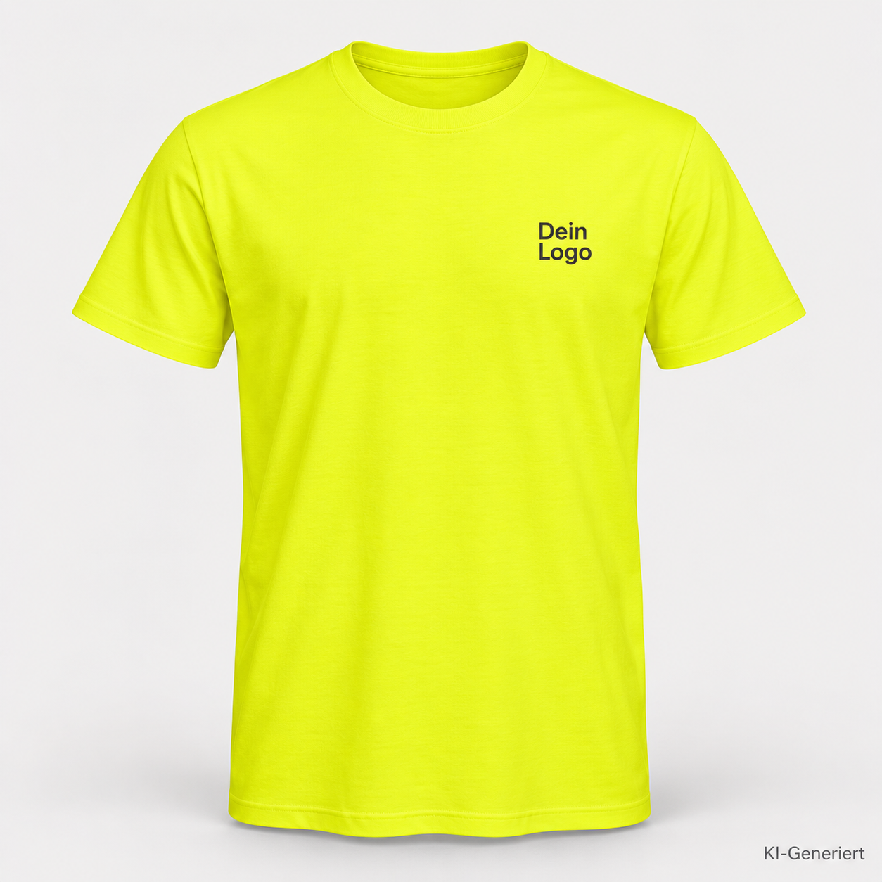 B&C #E190 – TU03T – Farbe 201 - solar yellow – KI-generiertes Produktbild mit „Dein Logo“