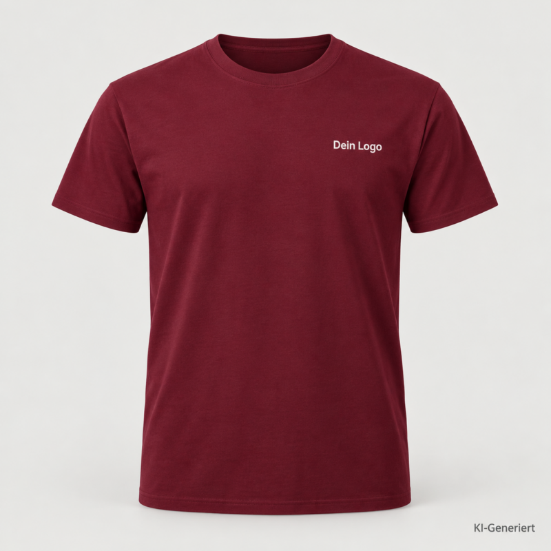 B&C #E190 – TU03T – Farbe 370 - burgundy – KI-generiertes Produktbild mit „Dein Logo“