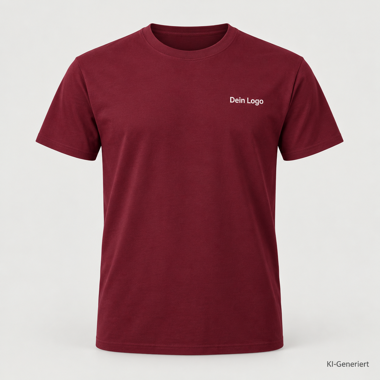 B&C #E190 – TU03T – Farbe 370 - burgundy – KI-generiertes Produktbild mit „Dein Logo“