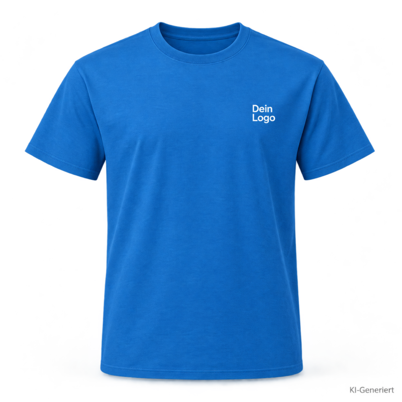 B&C #E190 – TU03T – Farbe 445 - diva blue – KI-generiertes Produktbild mit „Dein Logo“