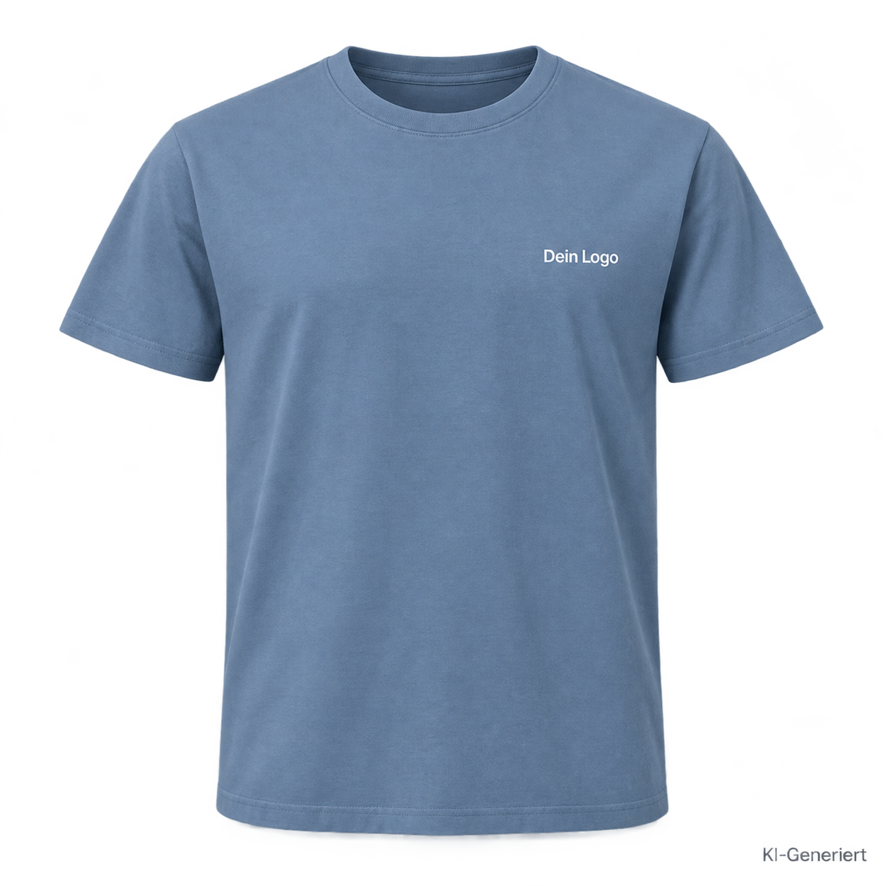 B&C #E190 – TU03T – Farbe 460 - stone blue – KI-generiertes Produktbild mit „Dein Logo“