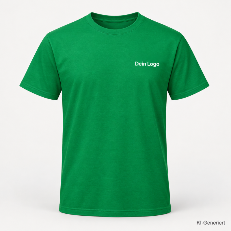 B&C #E190 – TU03T – Farbe 520 - kelly green – KI-generiertes Produktbild mit „Dein Logo“
