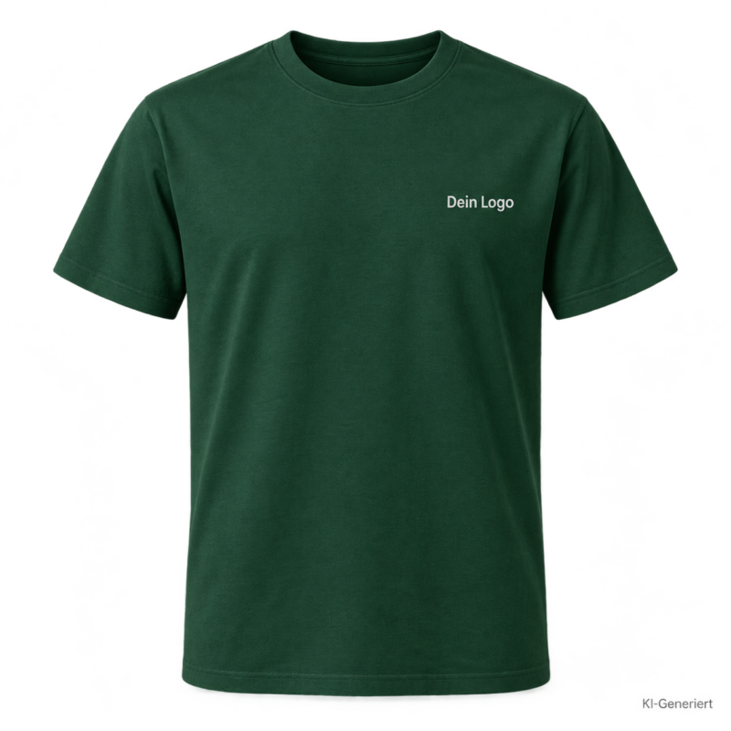 B&C #E190 – TU03T – Farbe 540 - bottle green – KI-generiertes Produktbild mit „Dein Logo“