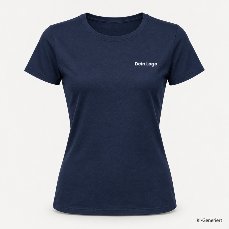 B&C #E190 /women – TW04T – Farbe 006 - navy blue (urban navy) – KI-generiertes Produktbild mit „Dein Logo“