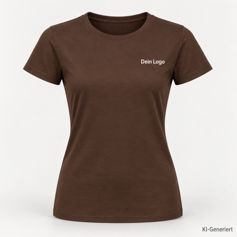 B&C #E190 /women – TW04T – Farbe 140 - chocolate – KI-generiertes Produktbild mit „Dein Logo“