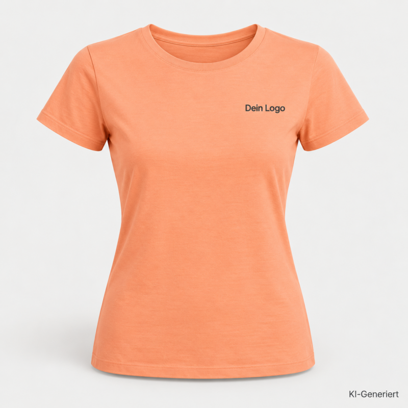 B&C #E190 /women – TW04T – Farbe 220 - apricot – KI-generiertes Produktbild mit „Dein Logo“