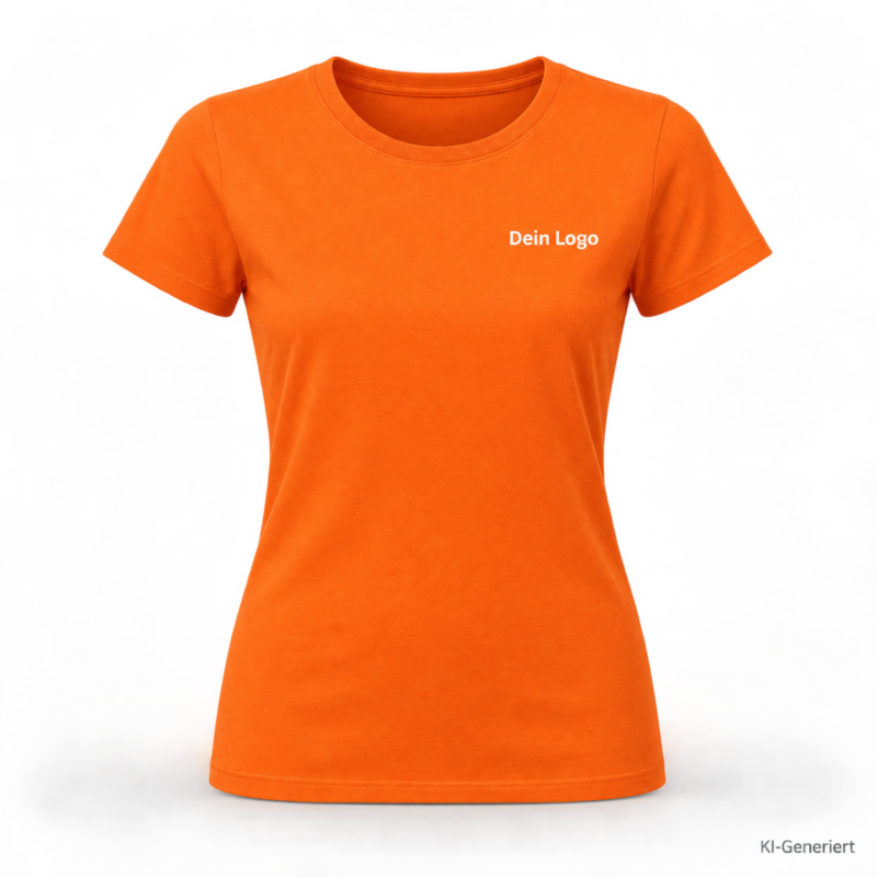 B&C #E190 /women – TW04T – Farbe 235 - orange – KI-generiertes Produktbild mit „Dein Logo“