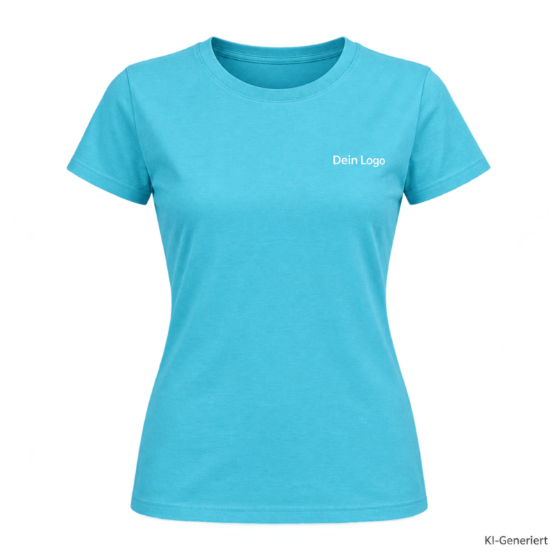 B&C #E190 /women – TW04T – Farbe 442 - swimming pool – KI-generiertes Produktbild mit „Dein Logo“