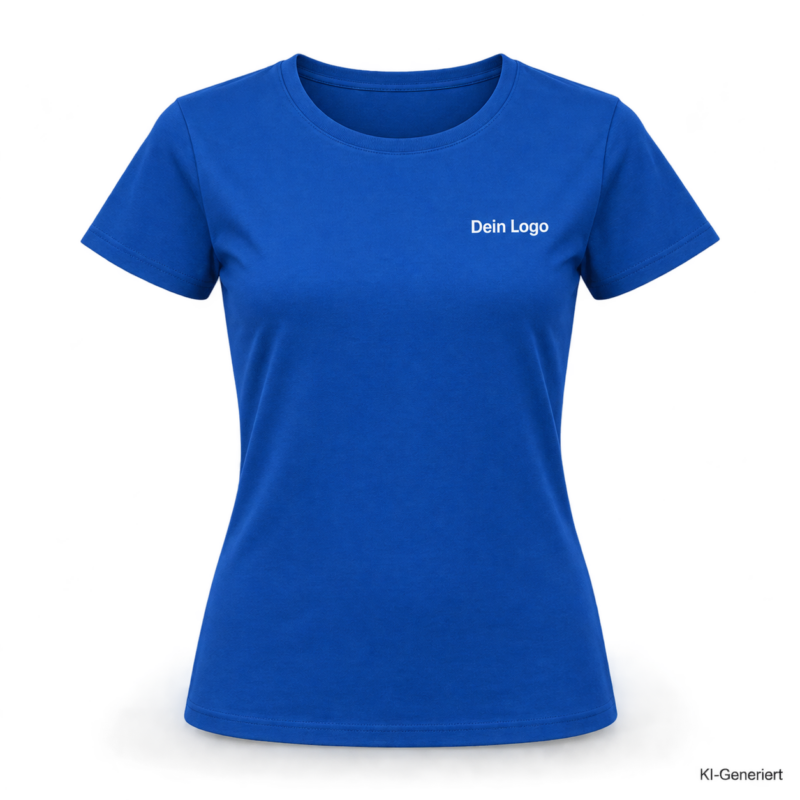 B&C #E190 /women – TW04T – Farbe 450 - royal blue – KI-generiertes Produktbild mit „Dein Logo“