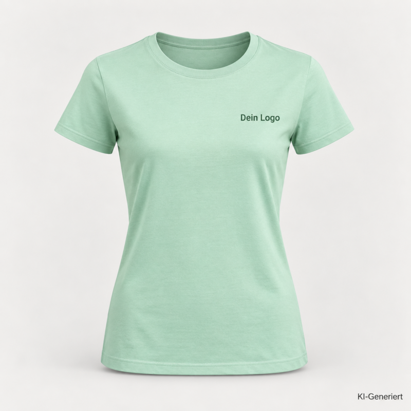 B&C #E190 /women – TW04T – Farbe 509 - millennial mint – KI-generiertes Produktbild mit „Dein Logo“
