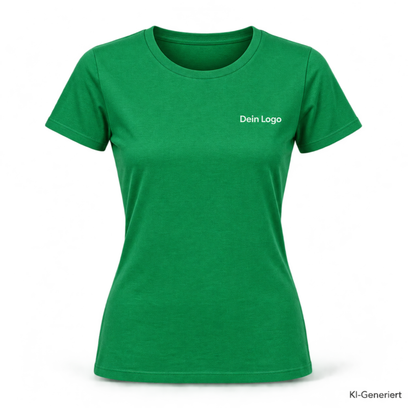B&C #E190 /women – TW04T – Farbe 520 - kelly green – KI-generiertes Produktbild mit „Dein Logo“