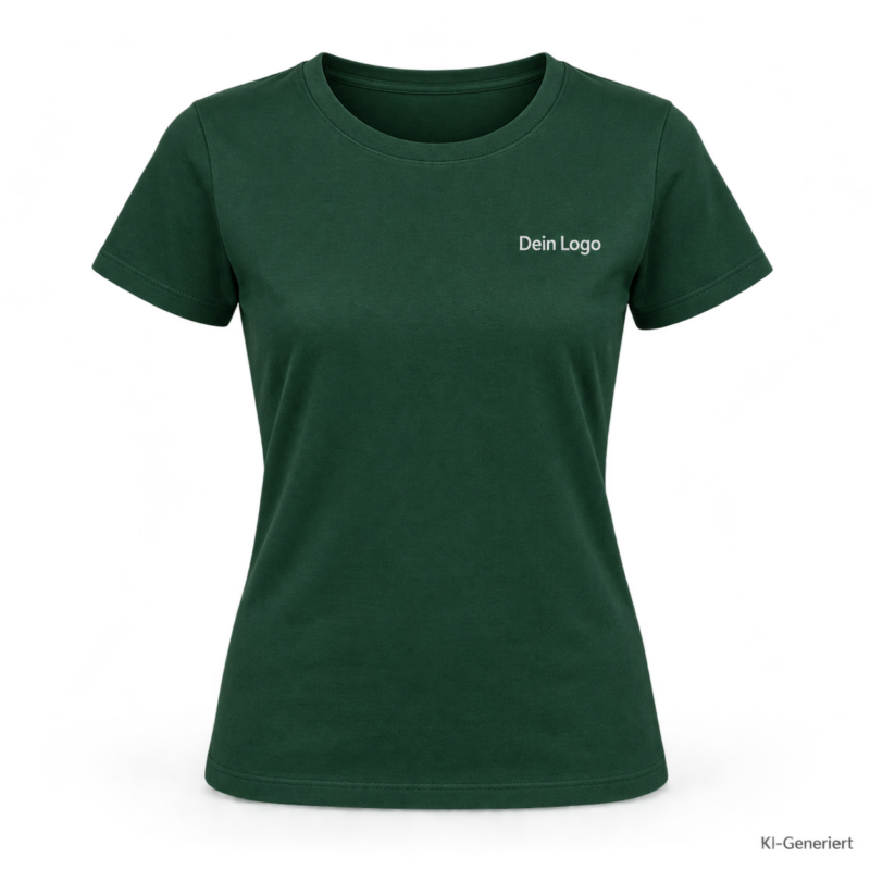 B&C #E190 /women – TW04T – Farbe 540 - bottle green – KI-generiertes Produktbild mit „Dein Logo“