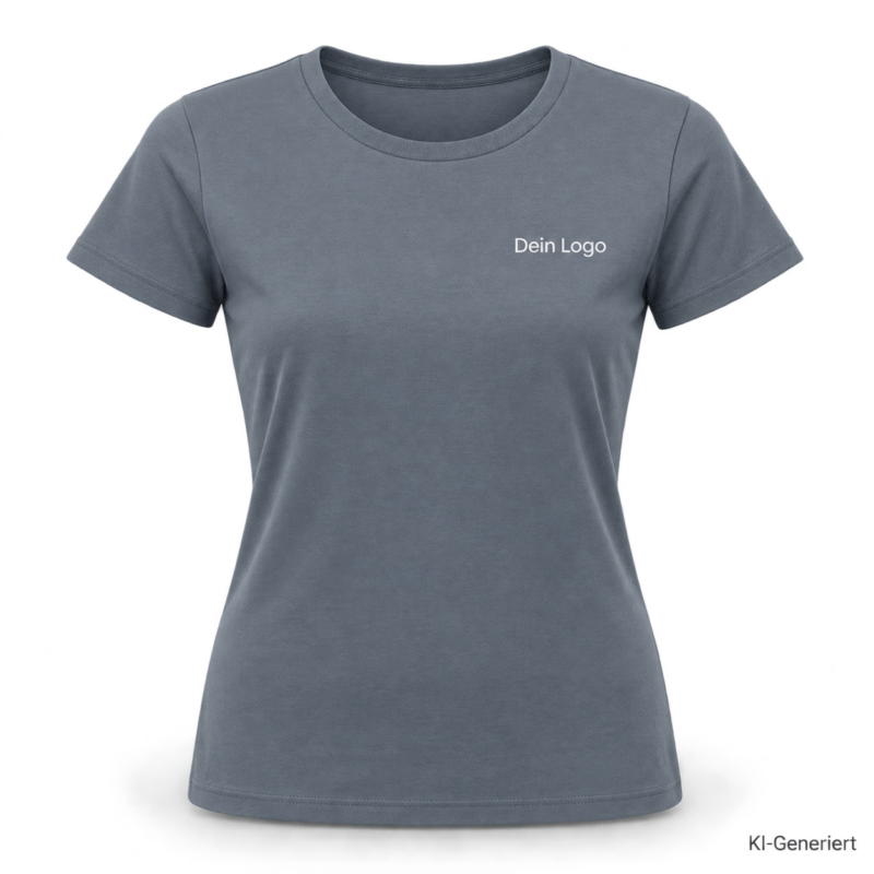 B&C #E190 /women – TW04T – Farbe 874 - pacific grey – KI-generiertes Produktbild mit „Dein Logo“