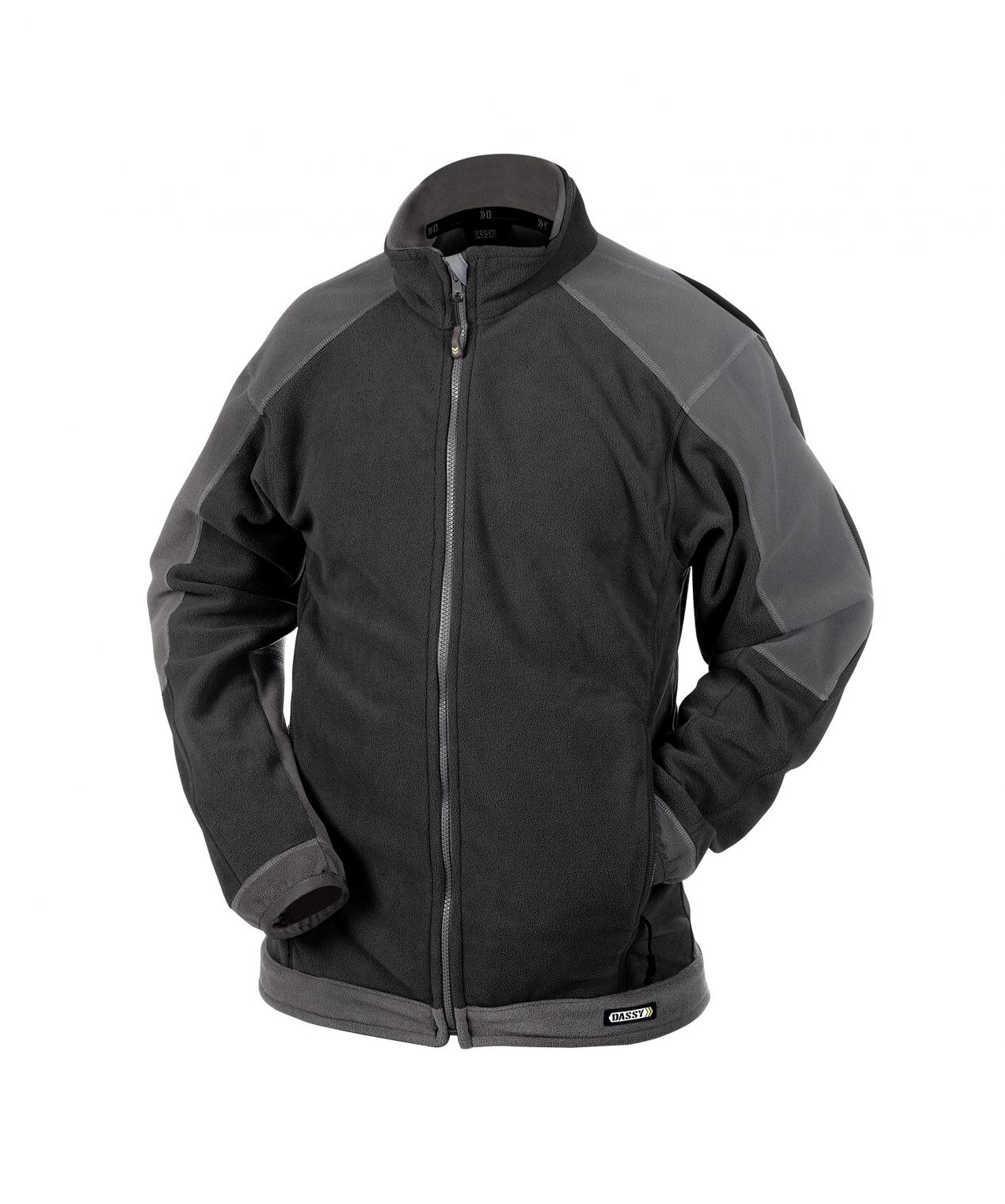 kazan two tone fleece jacket black cement grey front