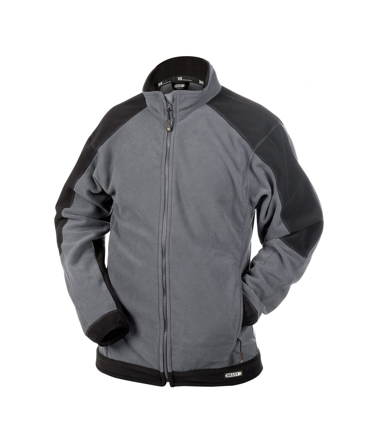 kazan two tone fleece jacket cement grey black front