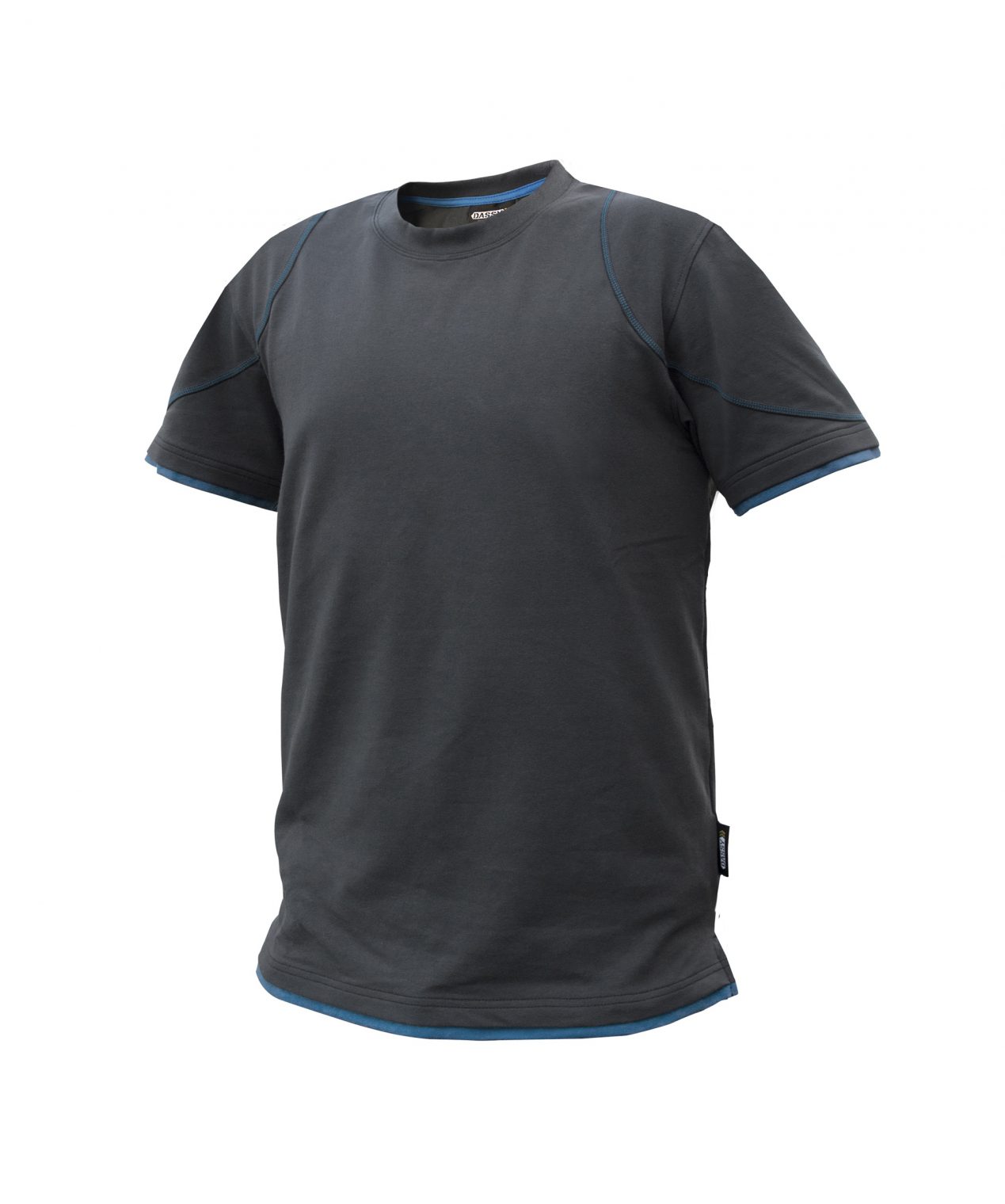 kinetic t shirt anthracite grey azure blue front