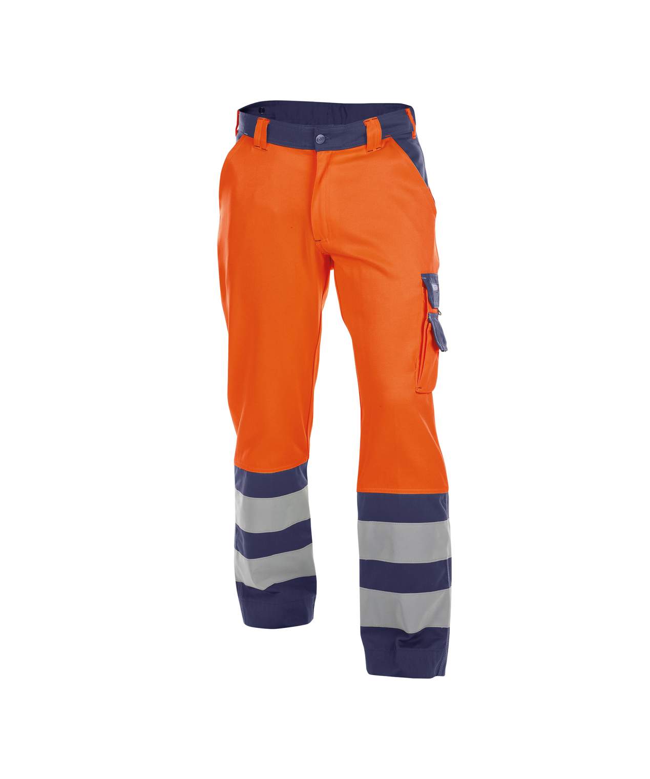 lancaster high visibility work trousers fluo orange navy front