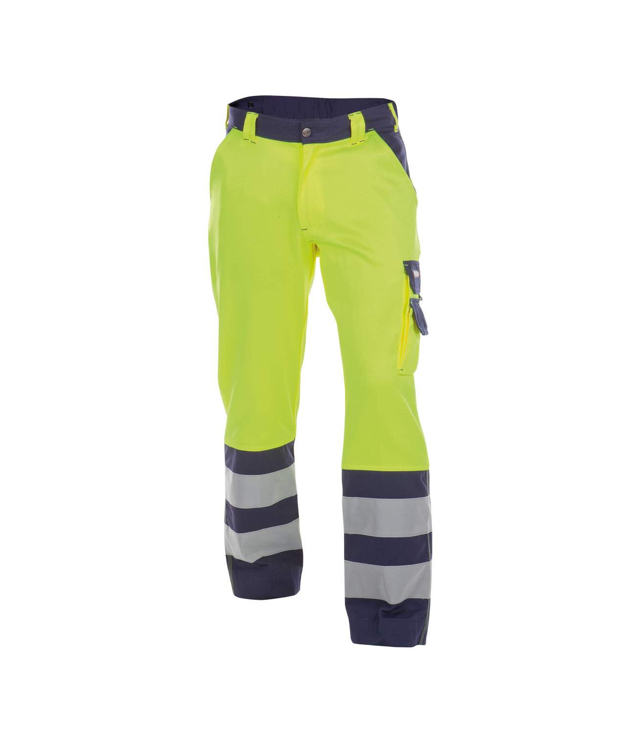 lancaster high visibility work trousers fluo yellow navy front