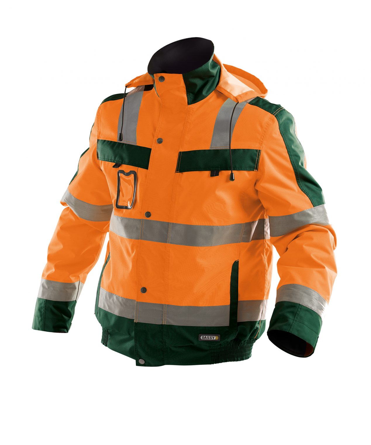 lima high visibility winter jacket fluo orange bottle green front 1