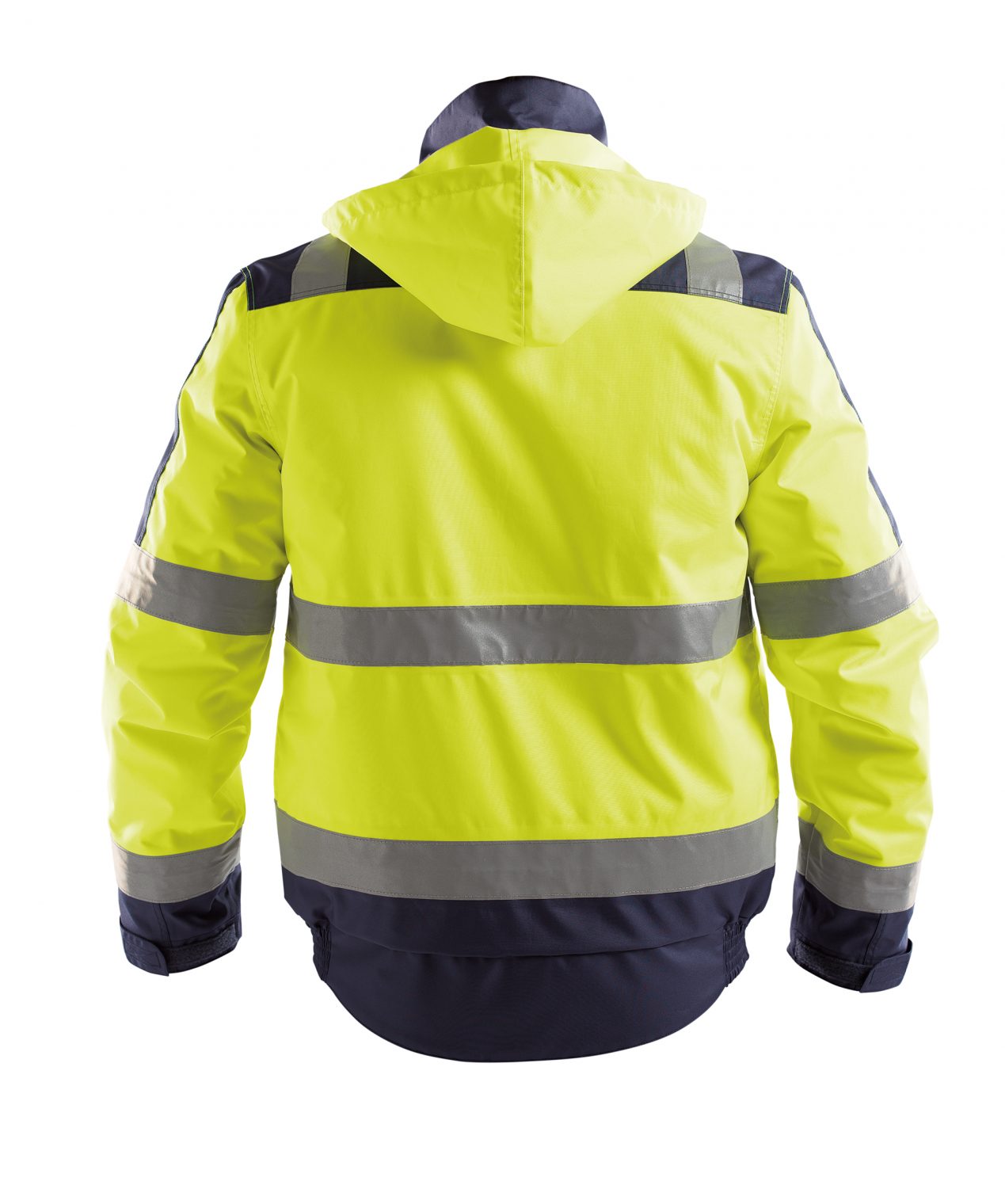 lima high visibility winter jacket fluo yellow navy back 1