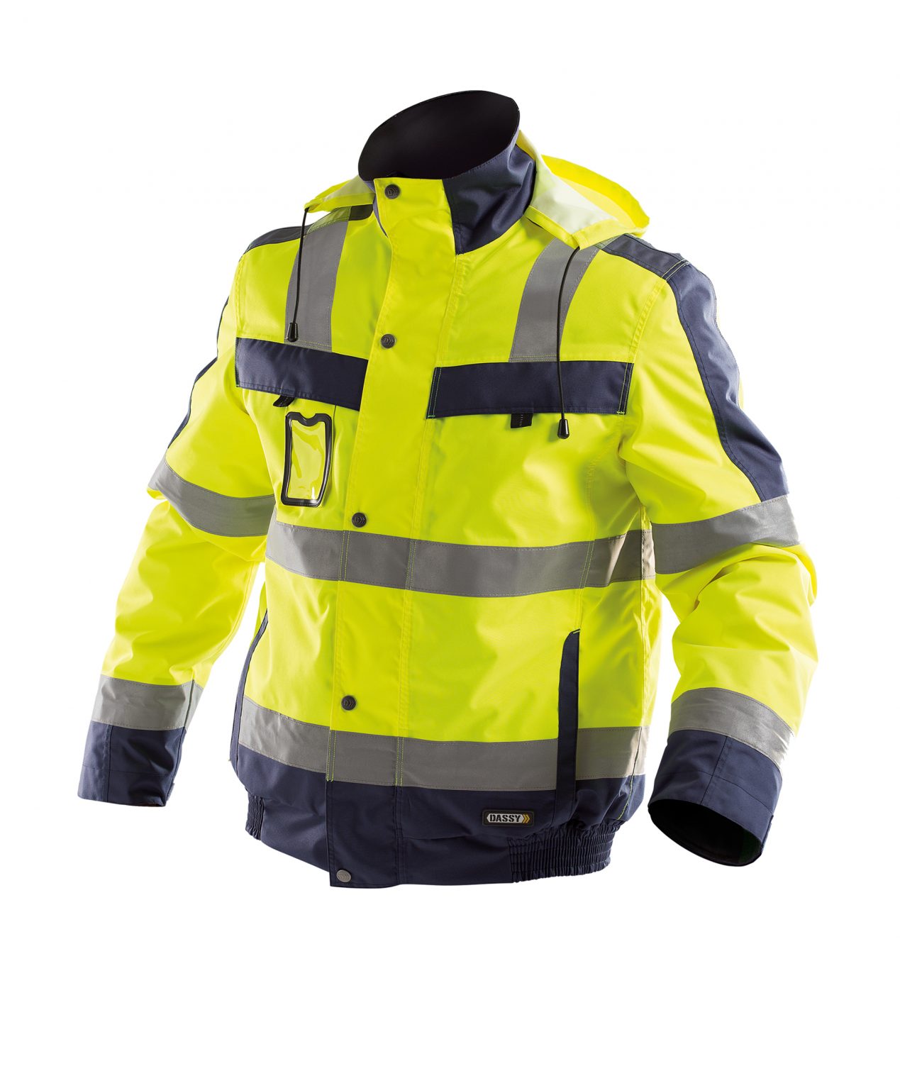 lima high visibility winter jacket fluo yellow navy front 1