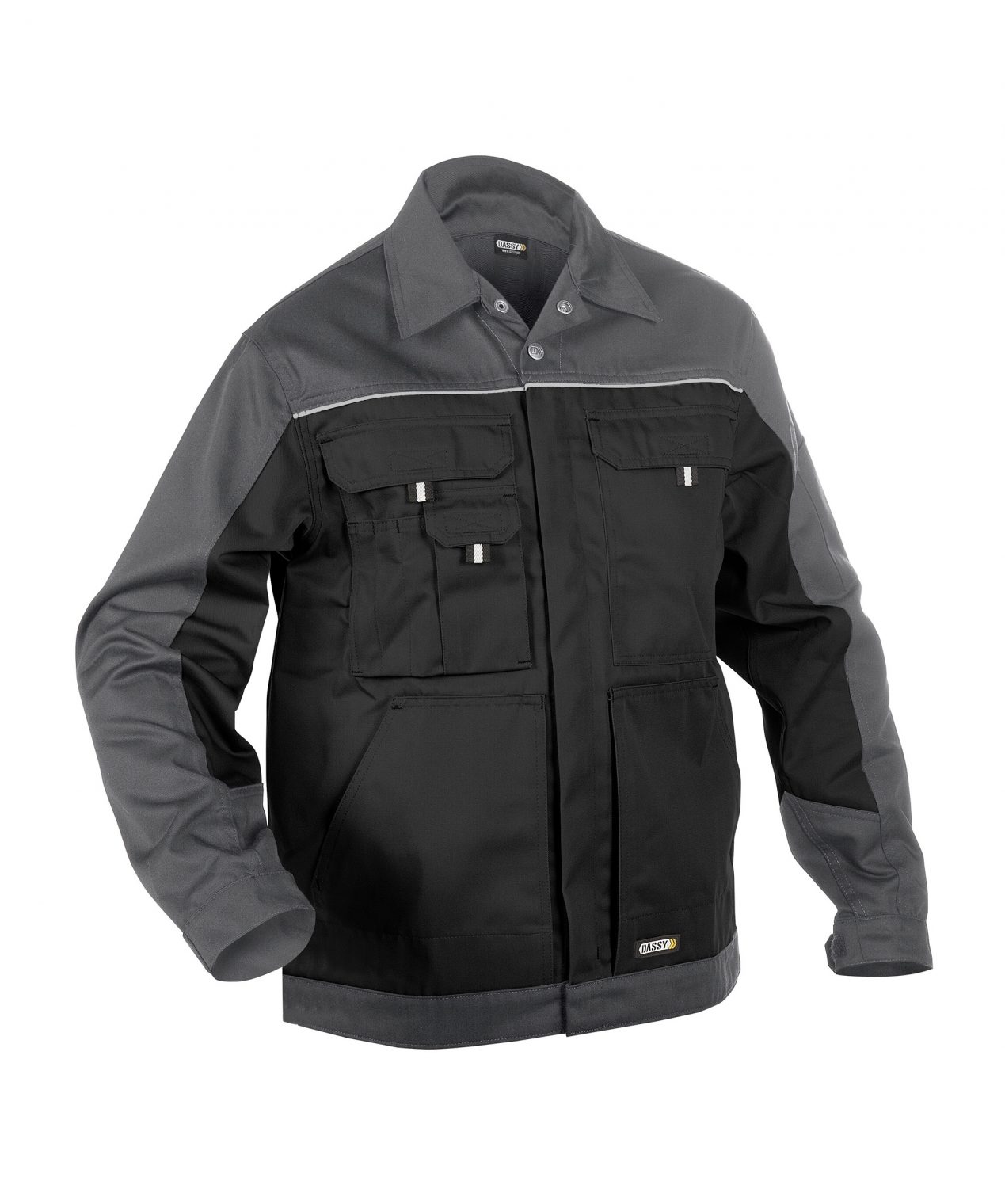 lugano two tone work jacket black cement grey front