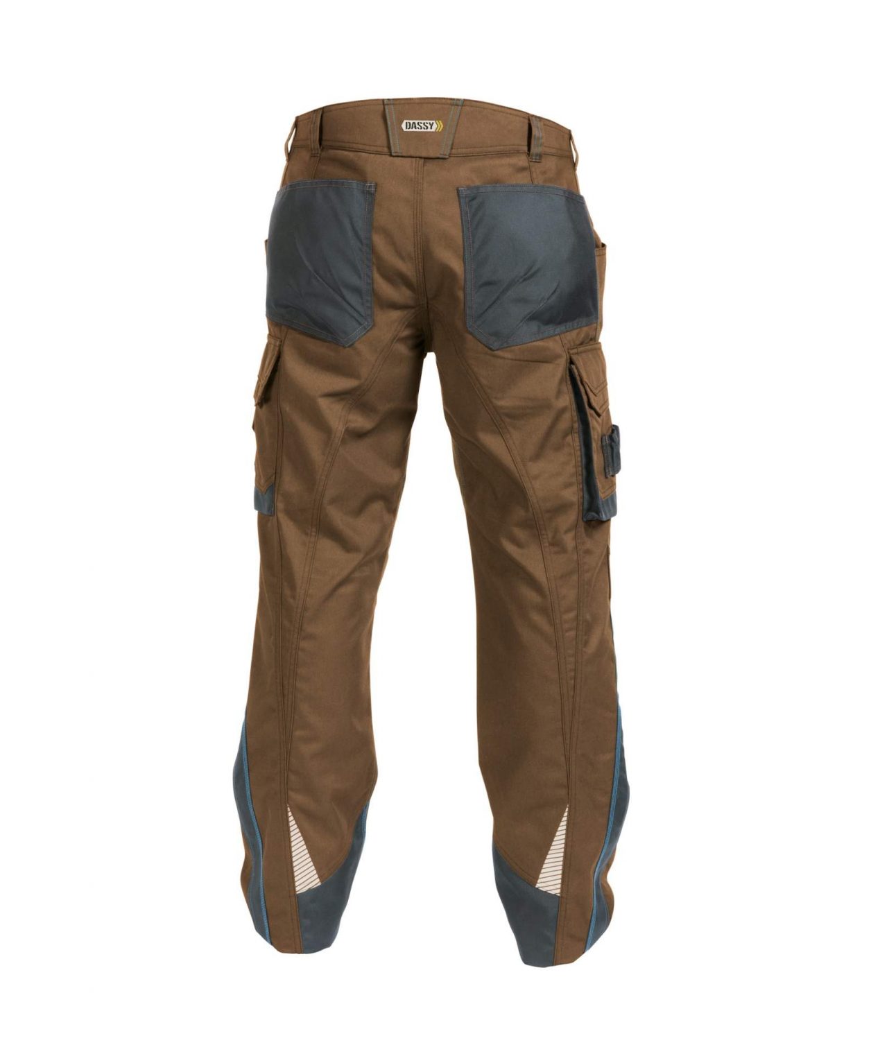 nova work trousers with knee pockets clay brown anthracite grey back