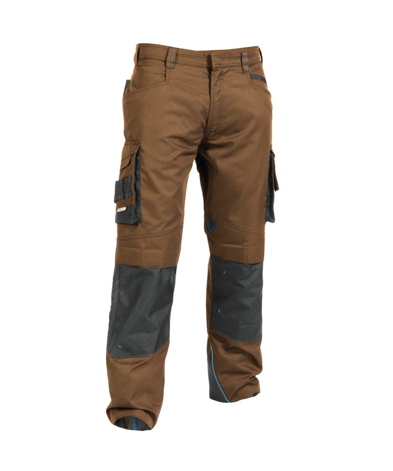 nova work trousers with knee pockets clay brown anthracite grey detail