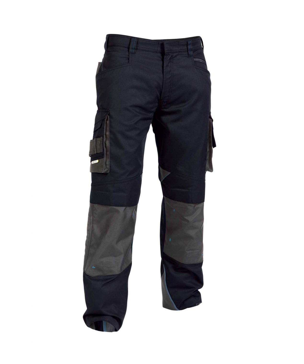 nova work trousers with knee pockets midnight blue anthracite grey detail