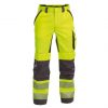 odessa summer high visibility trousers with knee pockets fluo yellow cement grey front
