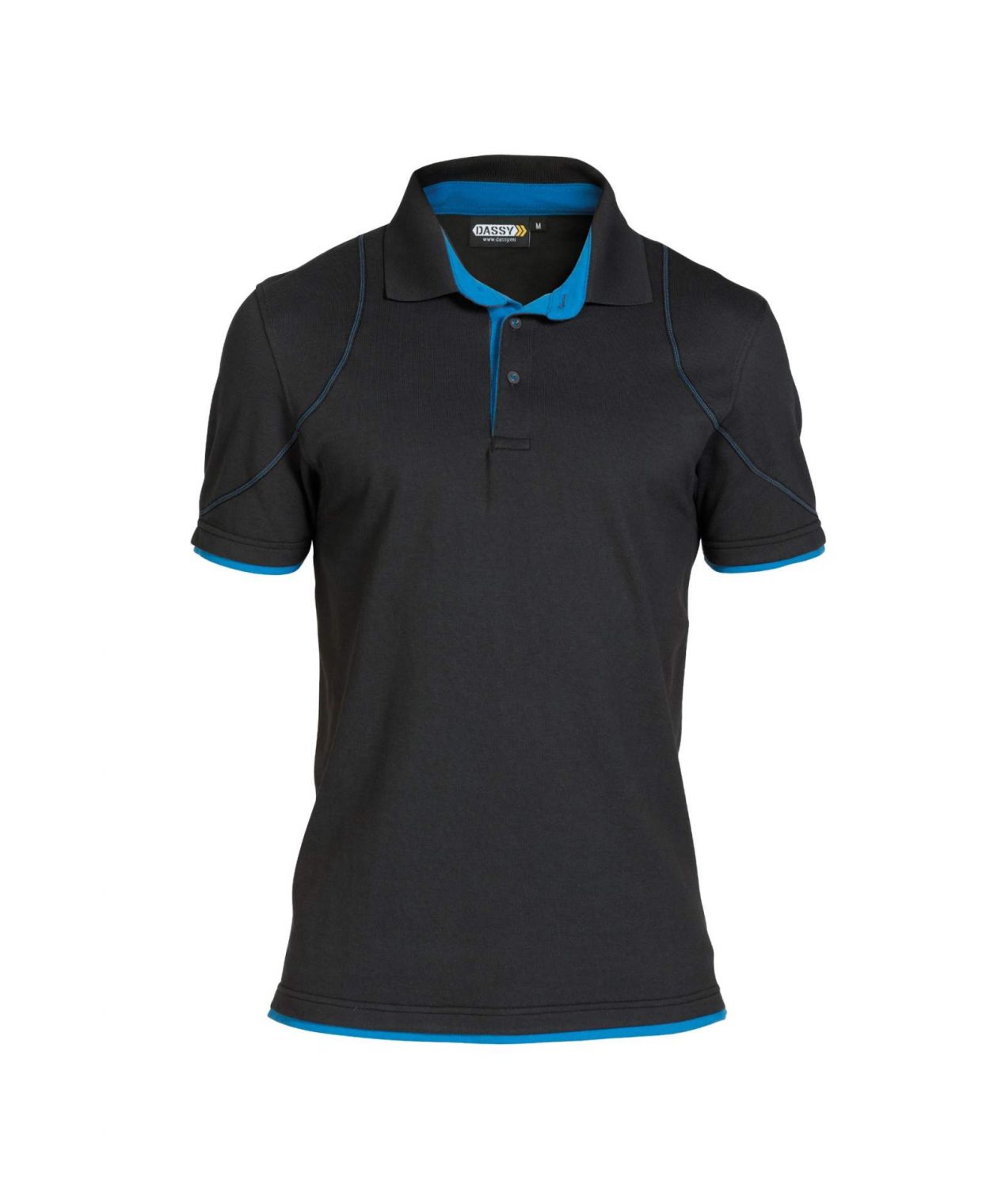 orbital polo shirt black azure blue front