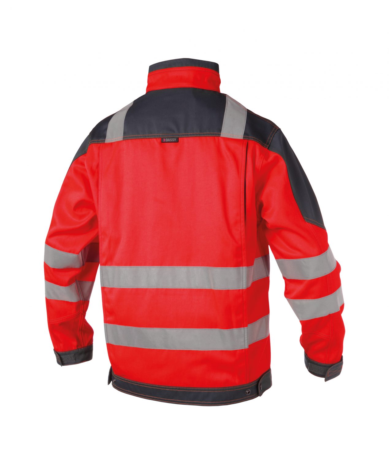 orlando high visibility work jacket fluo red cement grey back