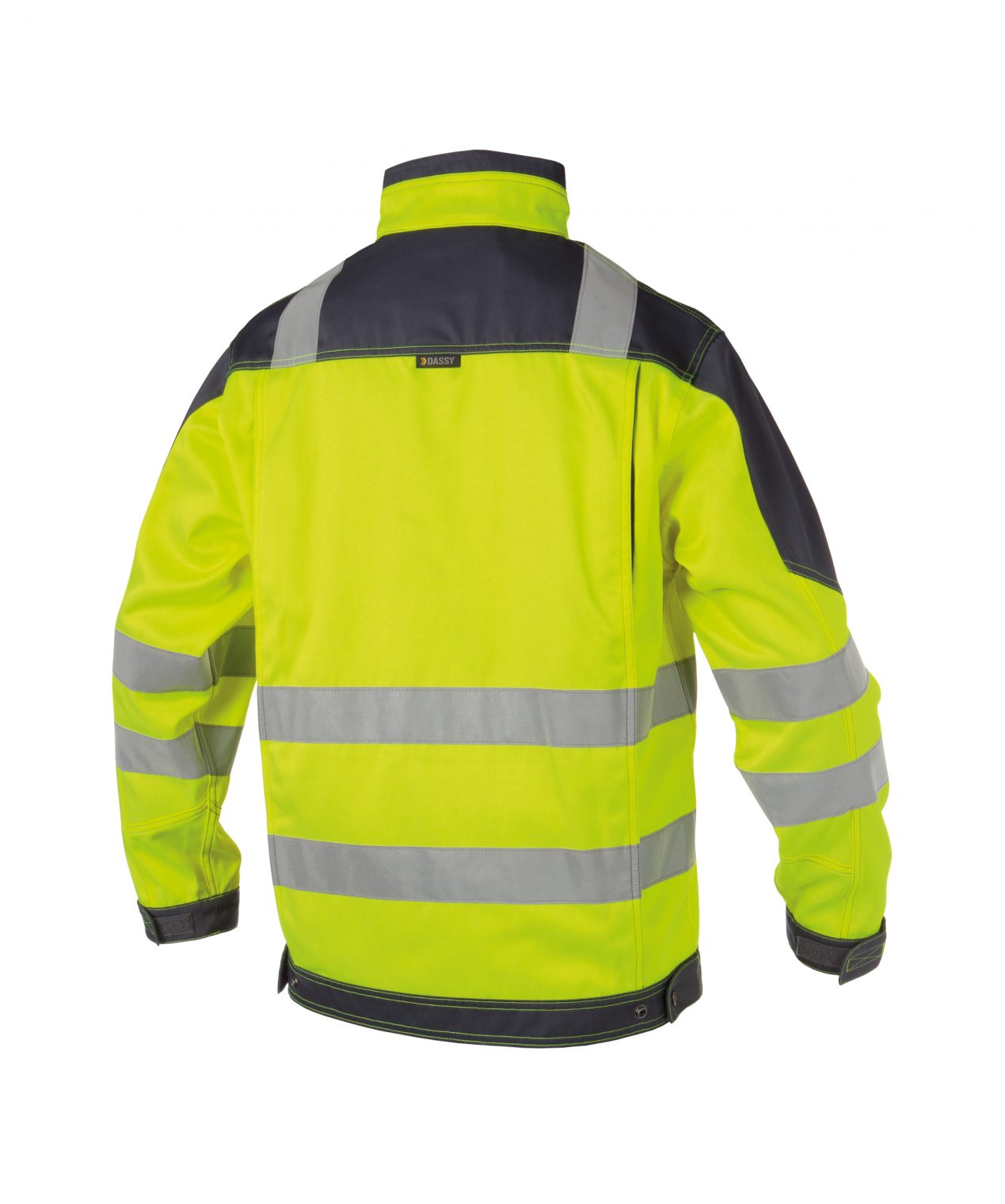 orlando high visibility work jacket fluo yellow cement grey back