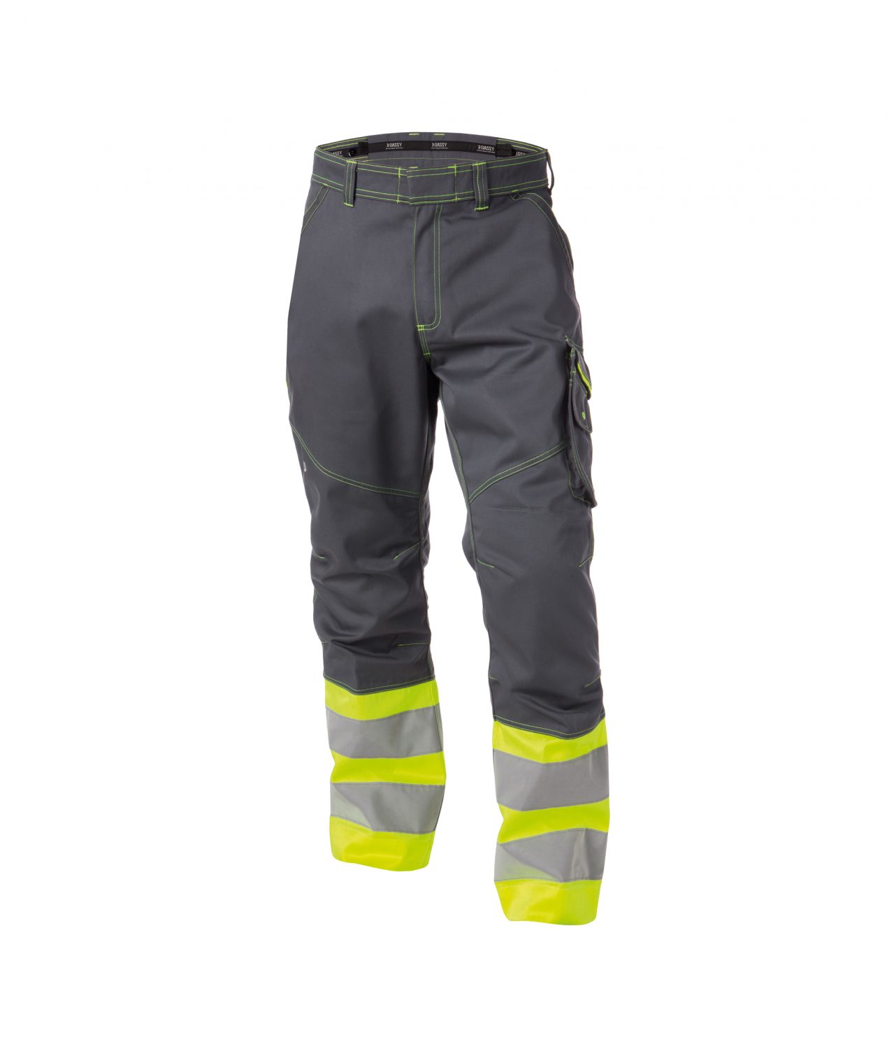 phoenix high visibility work trousers cement grey fluo yellow front