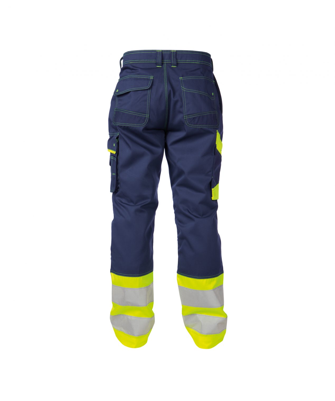 phoenix high visibility work trousers navy fluo yellow back