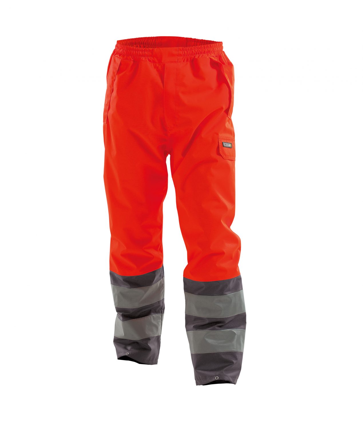 sola high visibility waterproof work trousers fluo red cement grey front